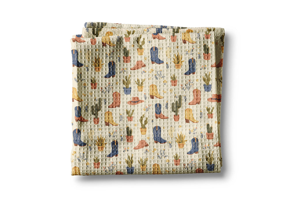 Cowboy Boot Cactus Western Horse Desert Barn Kitchen Towel