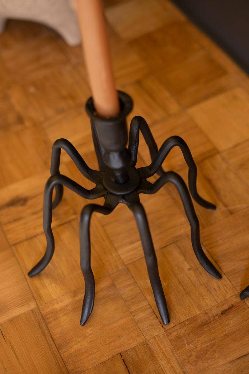 SET OF TWO SPIDER TAPER CANDLE HOLDERS