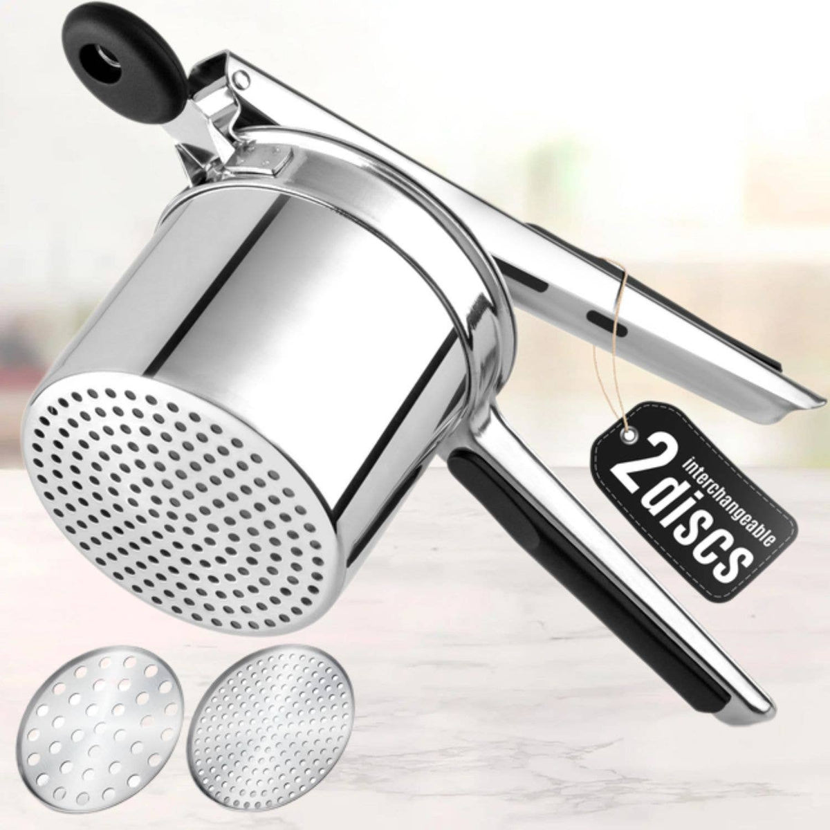 15oz Potato Ricer – Heavy-Duty Stainless Steel with 2 Discs