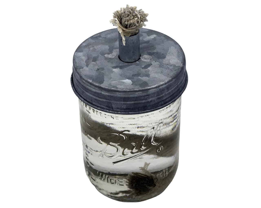 Tiki Torch Oil Lamp Lid in Galvanized Metal for Mason Jars
