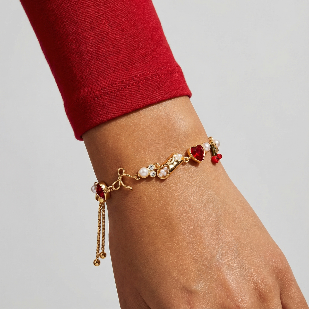 'There Cannoli Be You' Bow & Heart Adjustable Bolo Bracelet