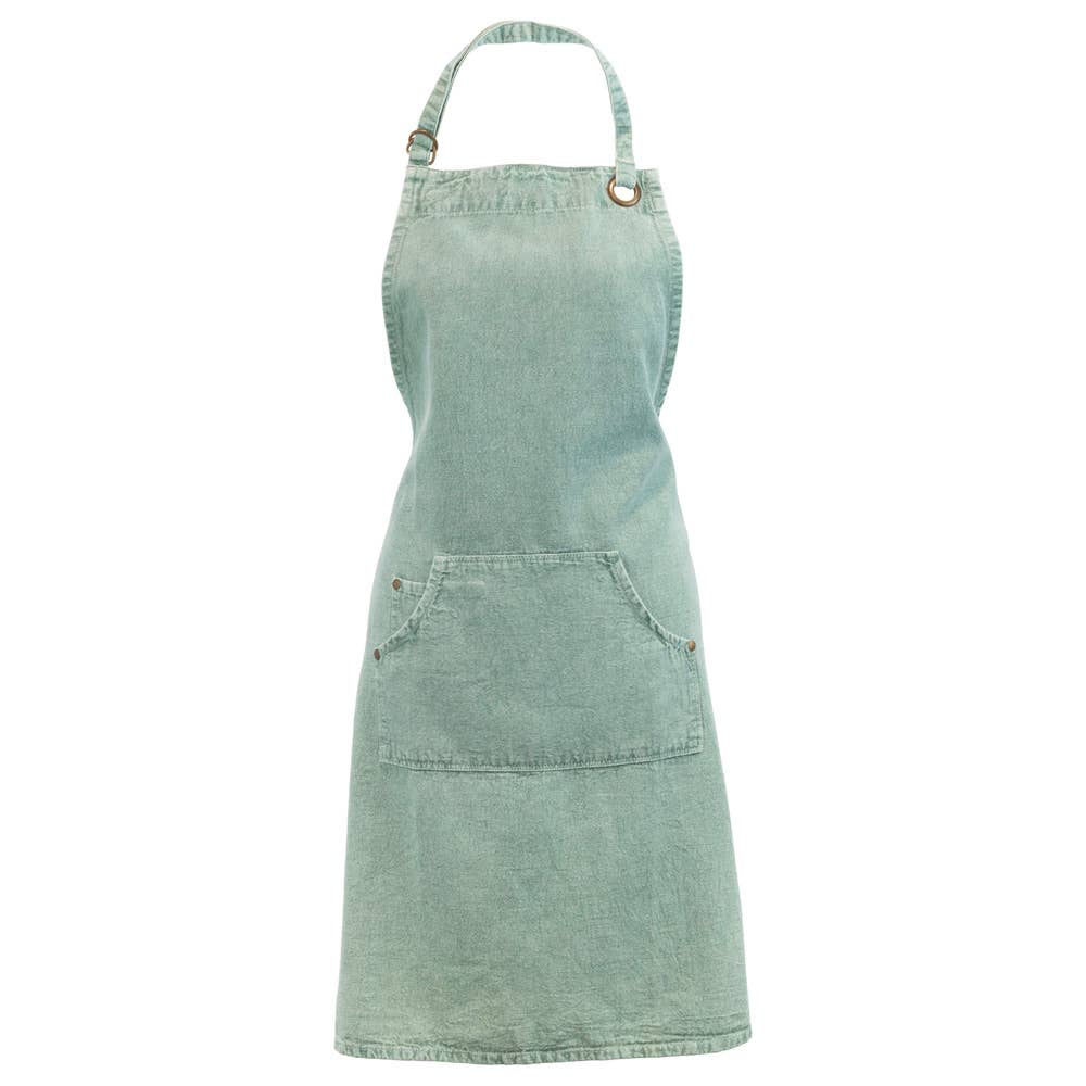 26" Long Sage Stonewashed Cotton Apron