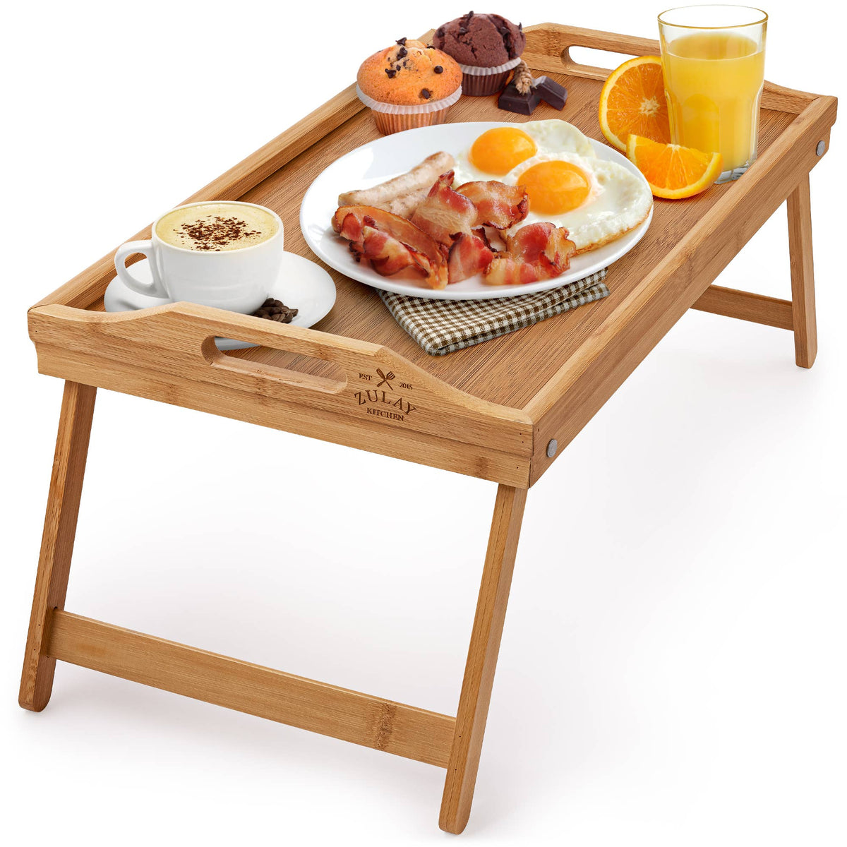Bamboo Breakfast in Bed Tray Table With Folding Legs