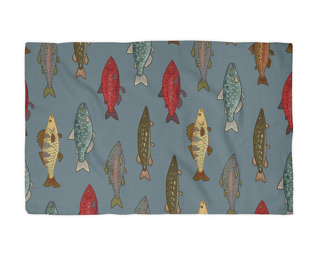 Fishing Fly River Camp Mountain Cabin Kayak Kitchen Towel