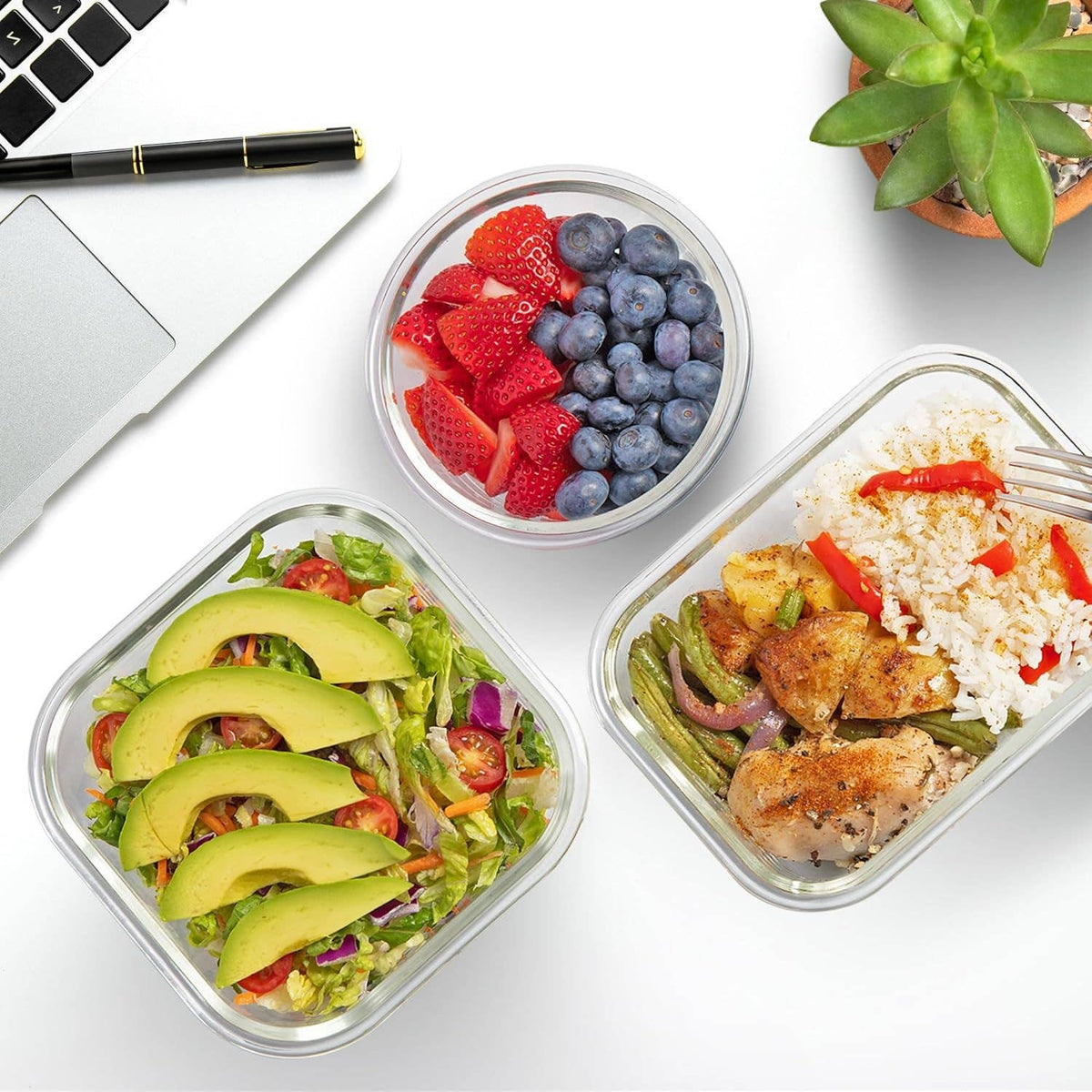 Glass Meal Prep Containers with Lids – 12 Pack