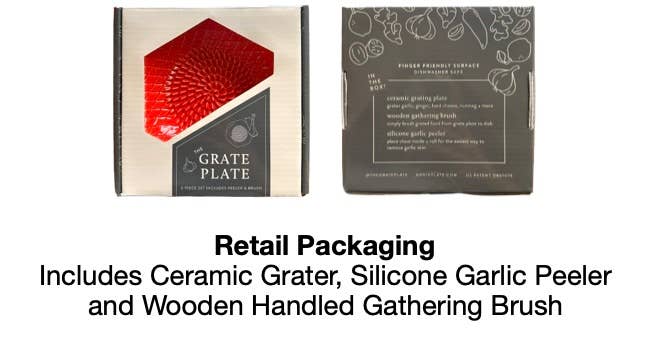 Ceramic Garlic Grater, 3-Piece Set - Turquoise