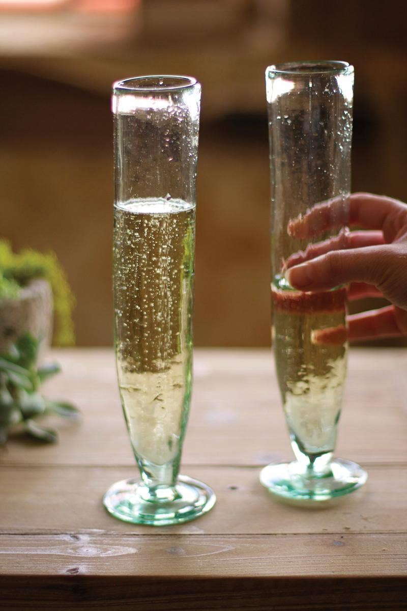 Columbian Handblown Champagne Pair