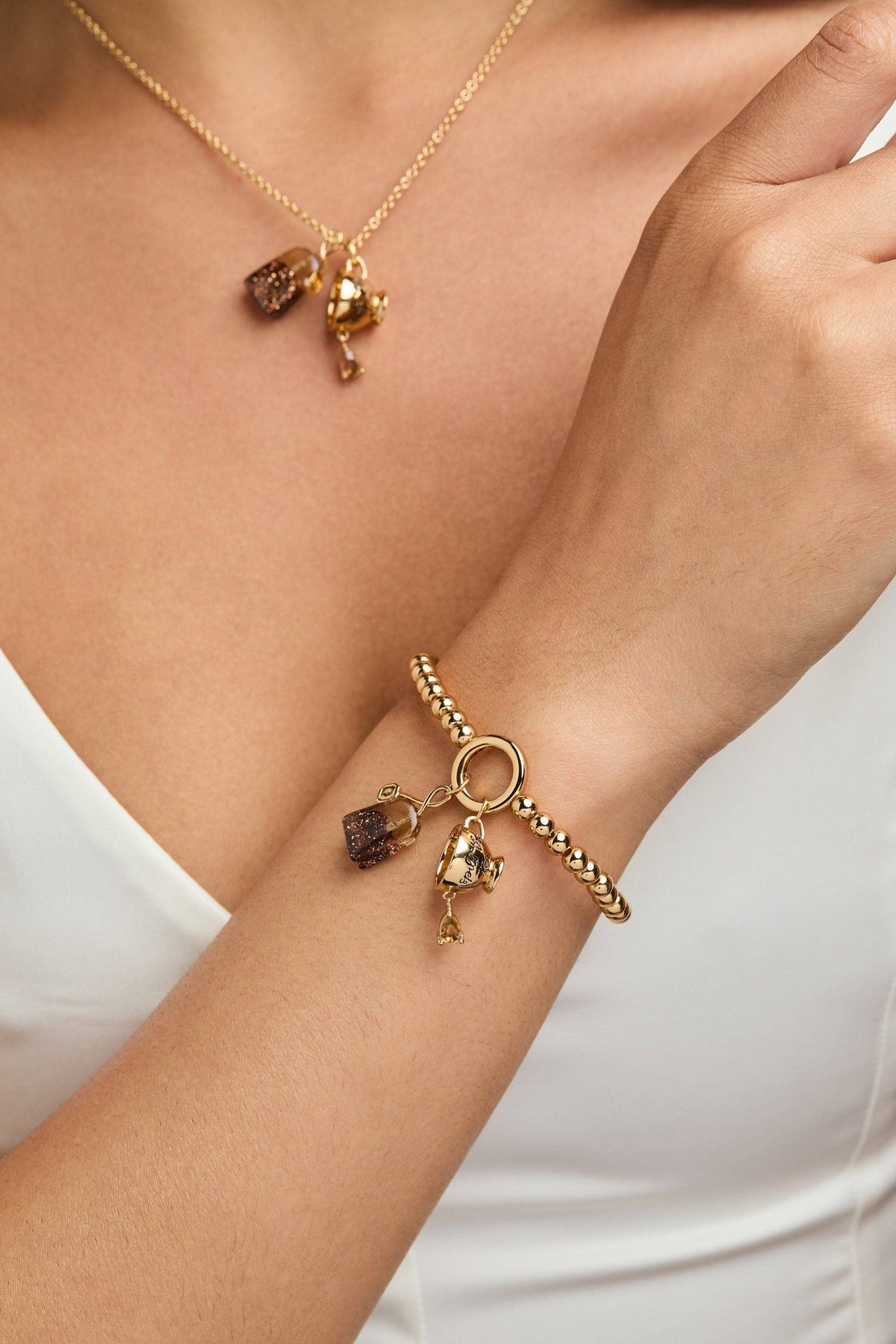 'Spill the Tea' Cup & Tea Bag Charm Pendant Necklace