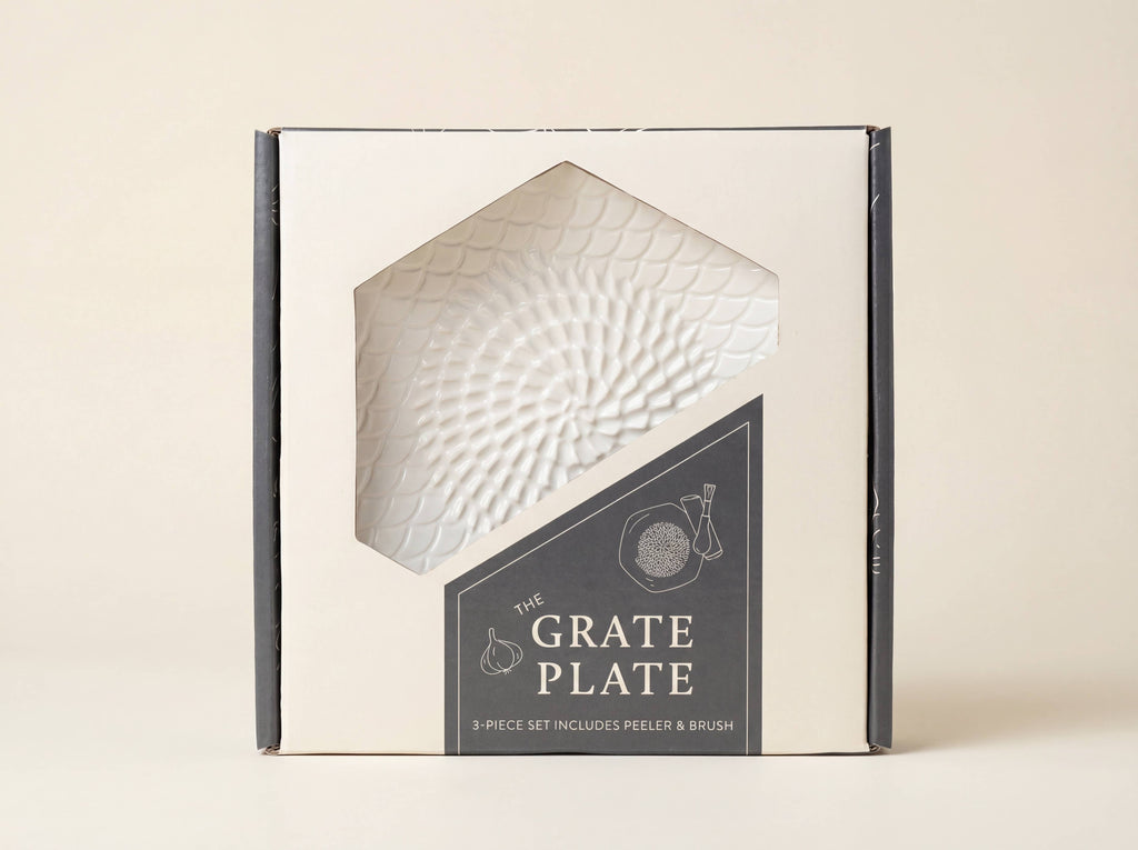 Ceramic Garlic Grater, 3-Piece Set – White