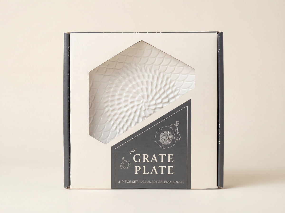 Ceramic Garlic Grater, 3-Piece Set – White