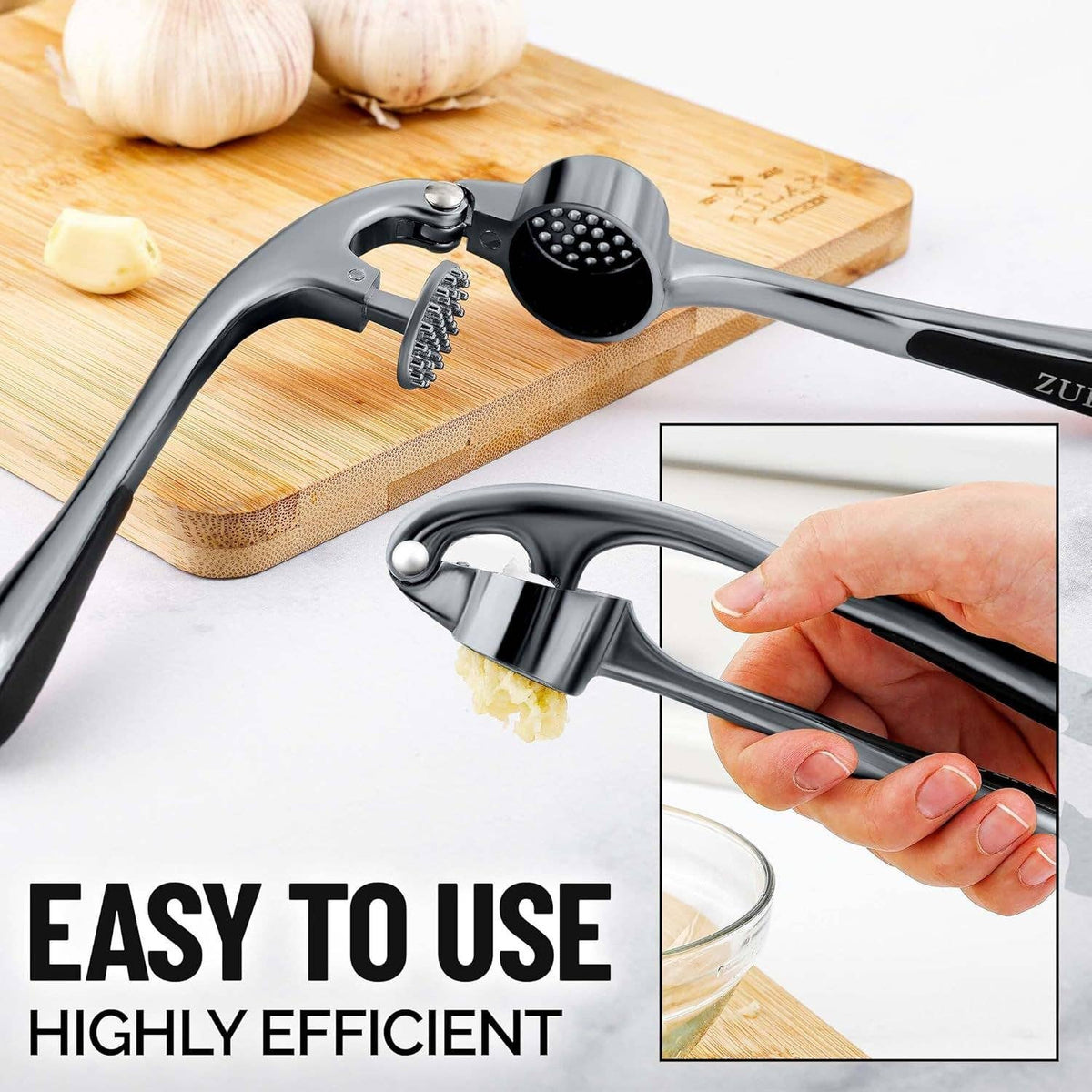 Garlic Press with Silicone Peeler and Brush