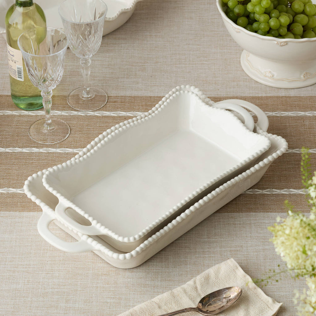 Perlette Cream Large Rectagular Baker 16in x 10.25in