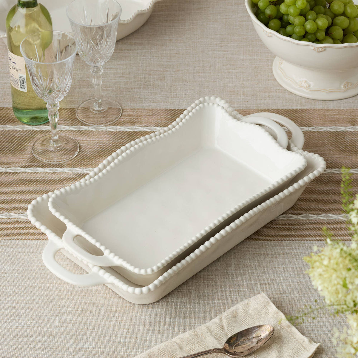 Perlette Cream Large Rectagular Baker 16in x 10.25in