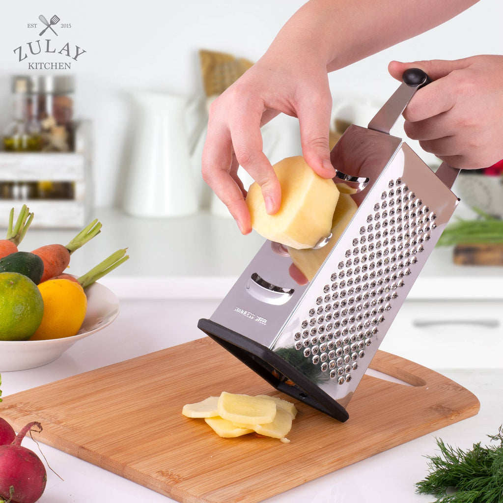 4-Sided Stainless Steel Cheese Grater with Handle