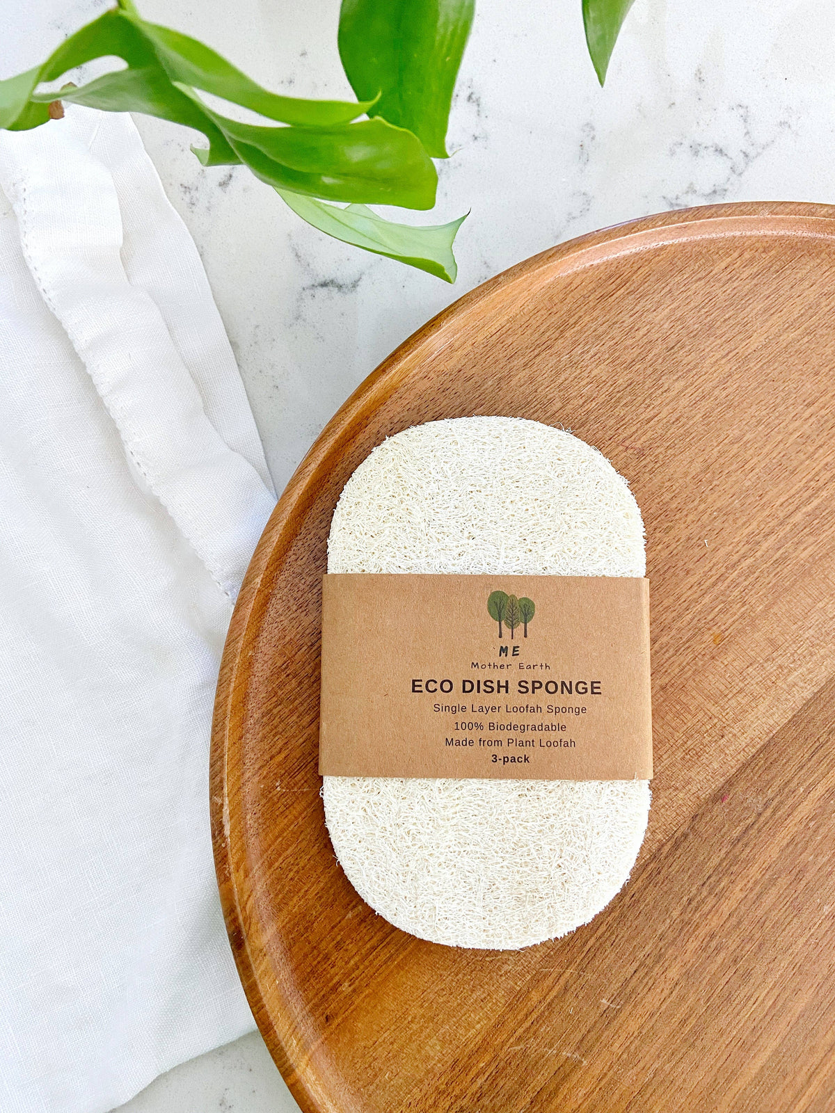 Loofah Dish Sponge: Single Layer 3-Pack | Compostable