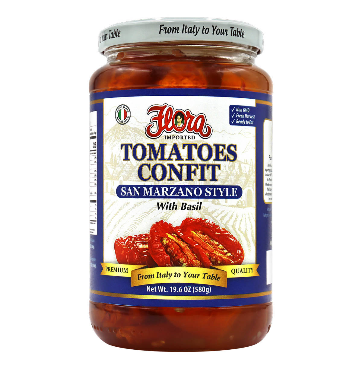 Tomatoes Confit - San Marzano Style with Basil - 19 oz