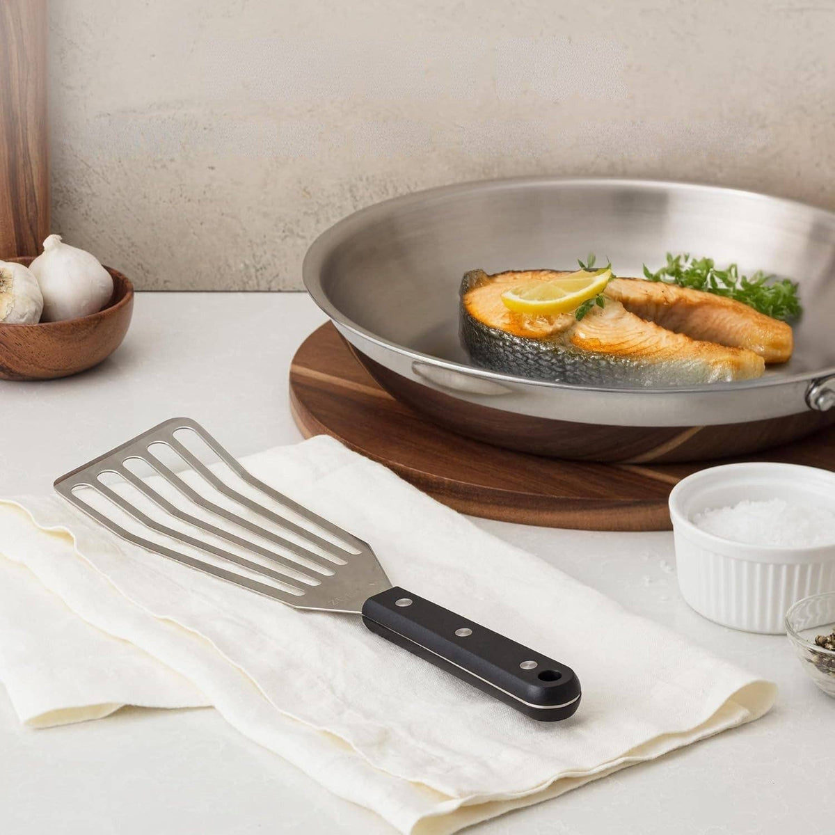 Stainless Steel Fish Spatula for Nonstick Cookware 12.4"