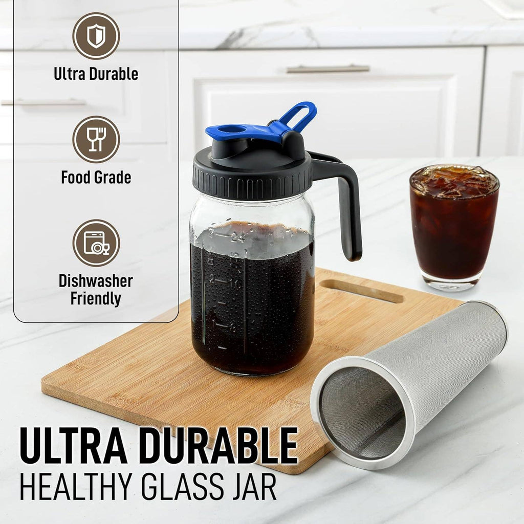 Premium Cold Brew Coffee Maker - 32oz Mason Jar Pitcher