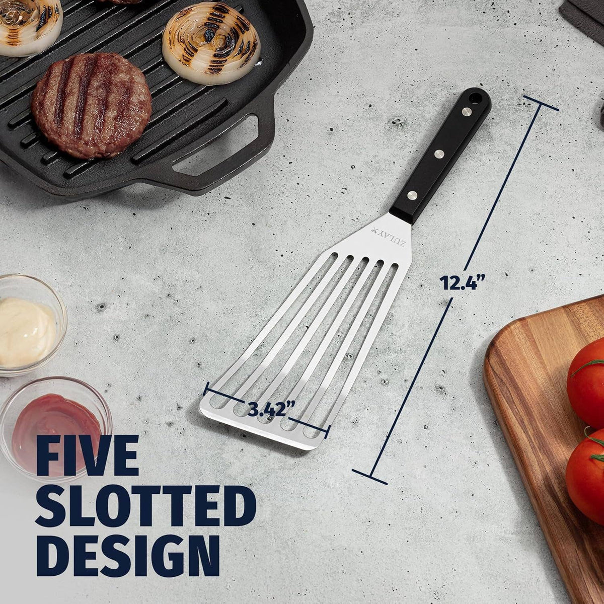 Stainless Steel Fish Spatula for Nonstick Cookware 12.4"