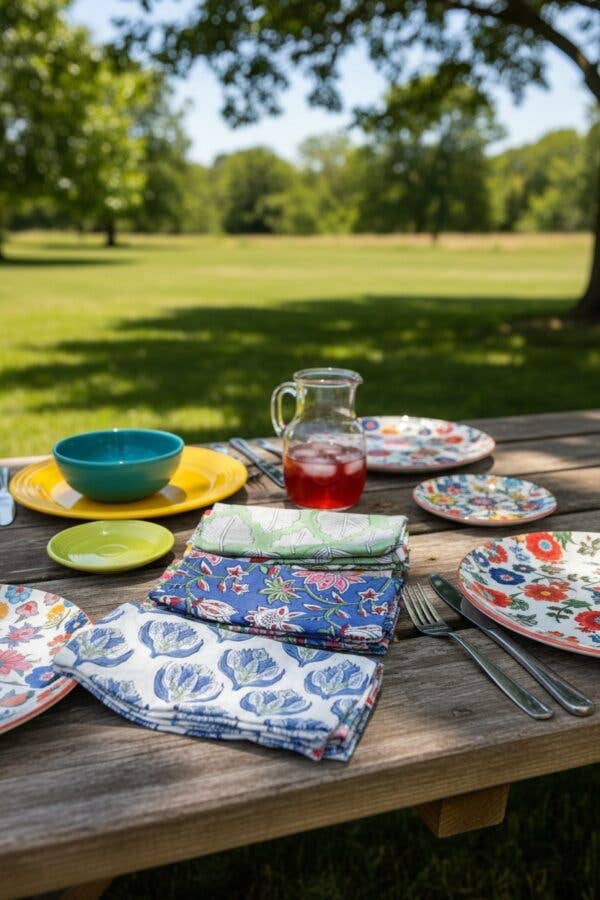 Cotton Napkin Set Dining Table Linen Collection Indian Textile Block Print Floral Pattern Colorful Design Mix and Match