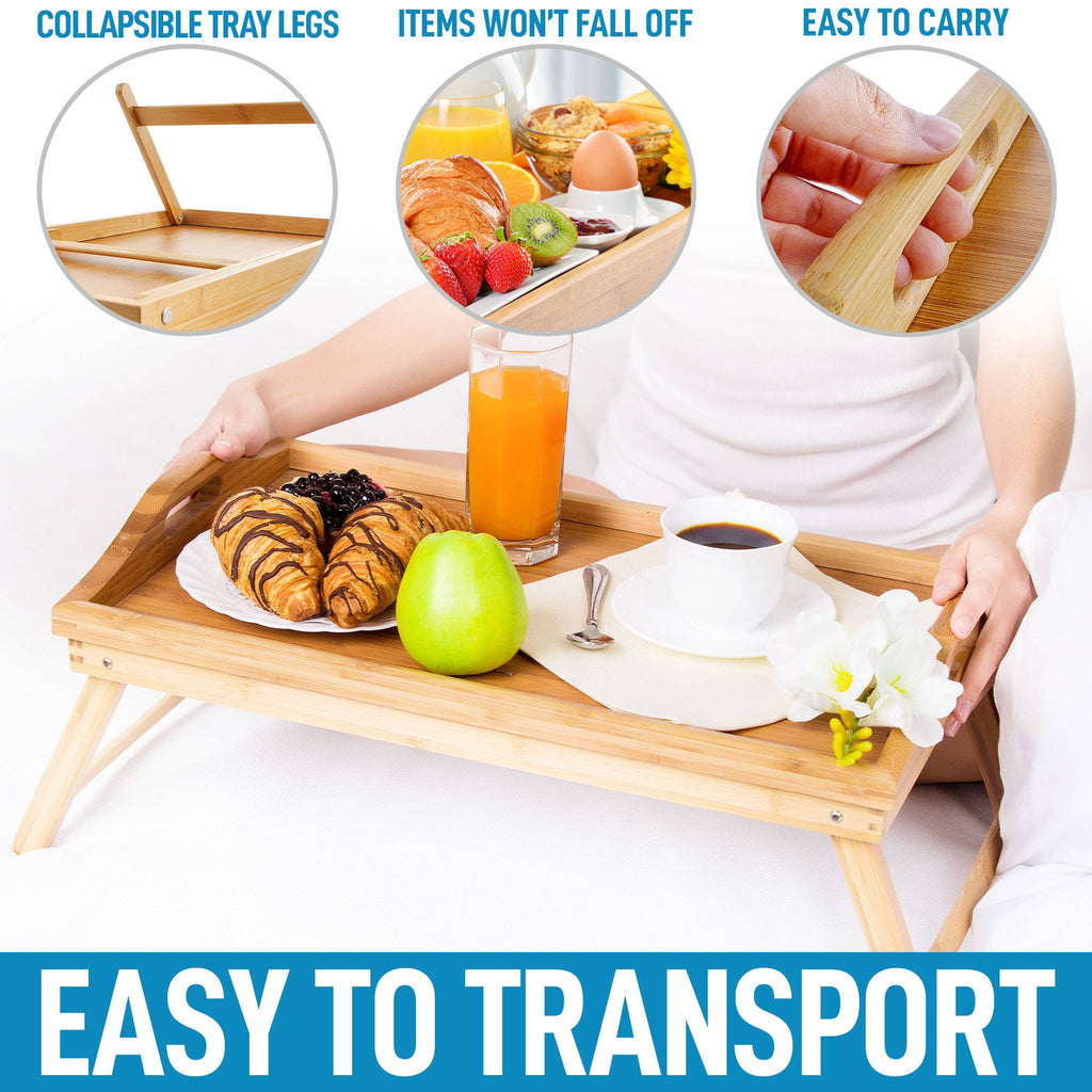 Bamboo Breakfast in Bed Tray Table With Folding Legs