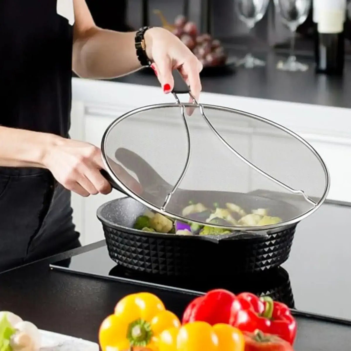 13” Stainless Steel Frying Pan Splatter Screen