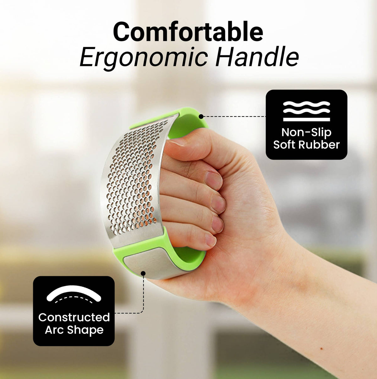 Garlic Press Rocker With Silicone Peeler & Scraper Set