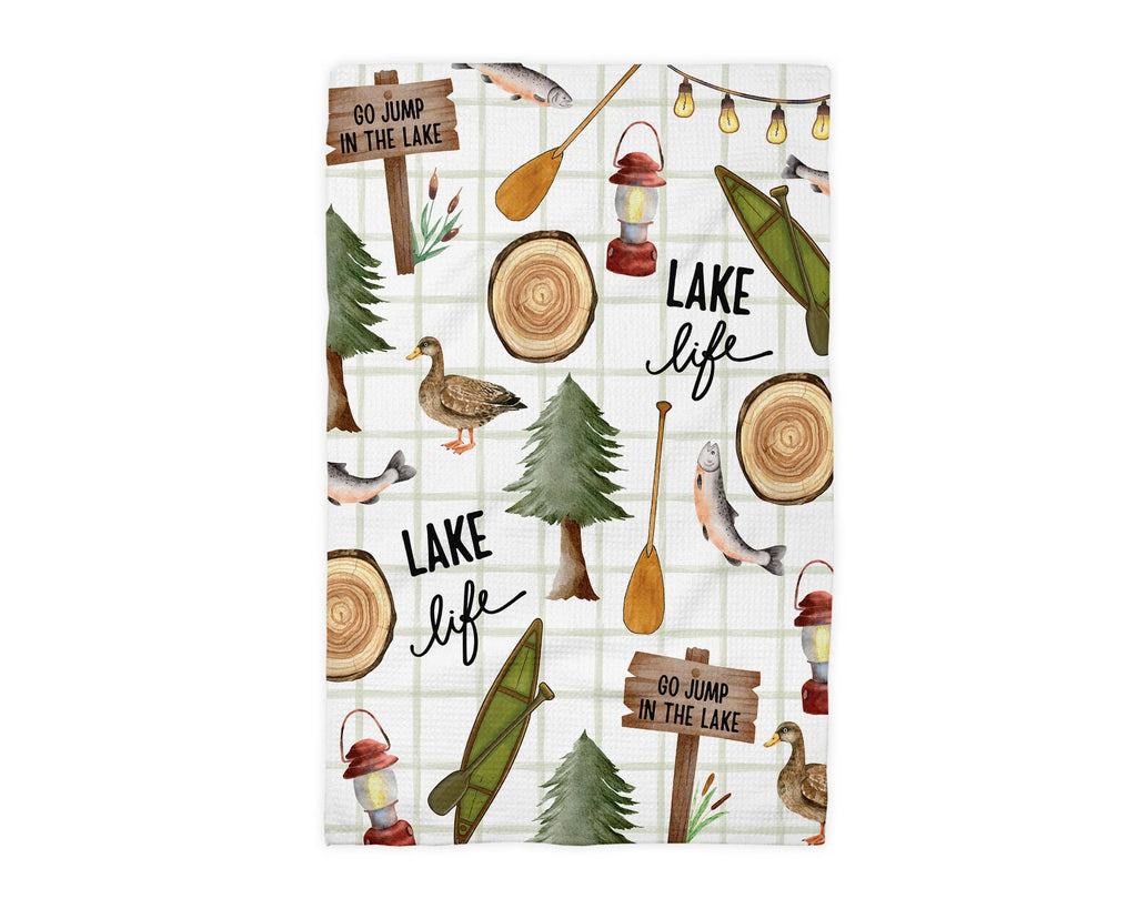Lake Life Kitchen Towel Mountain Cabin Kayak Camp Boat Dock