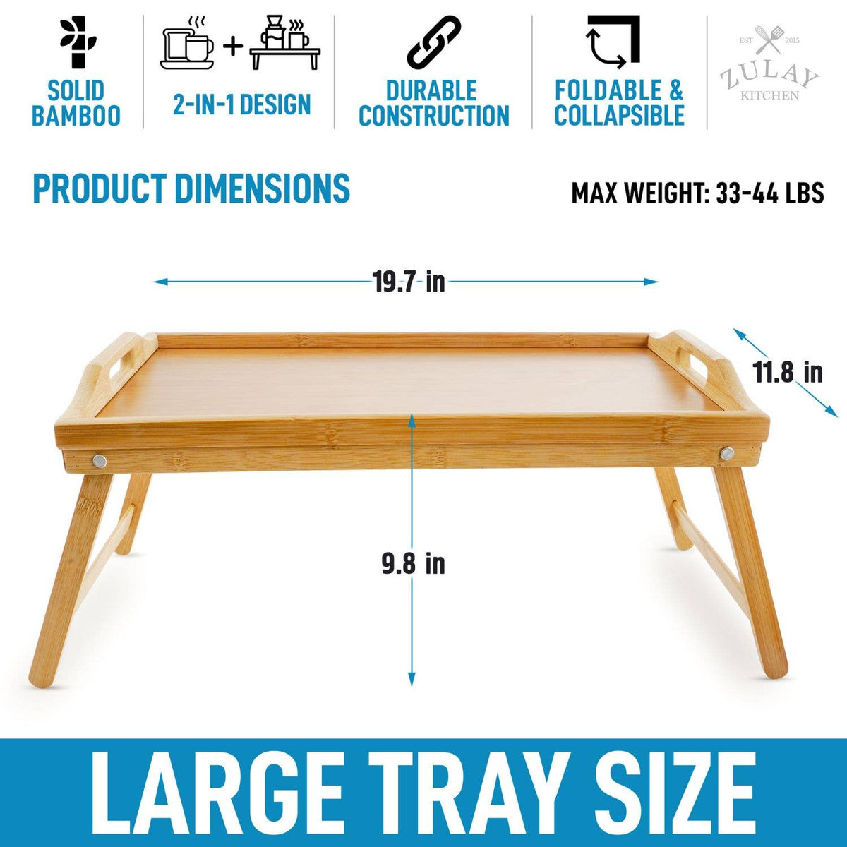 Bamboo Breakfast in Bed Tray Table With Folding Legs
