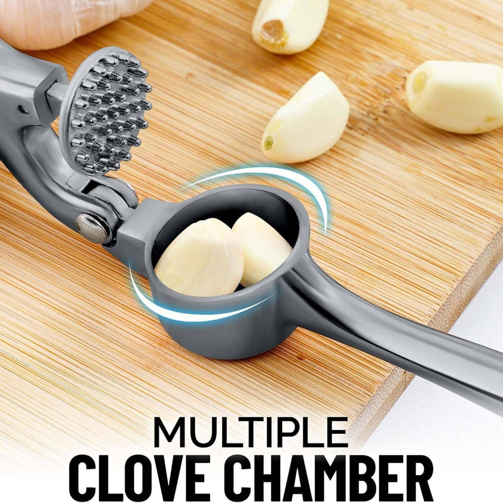 Garlic Press with Silicone Peeler and Brush