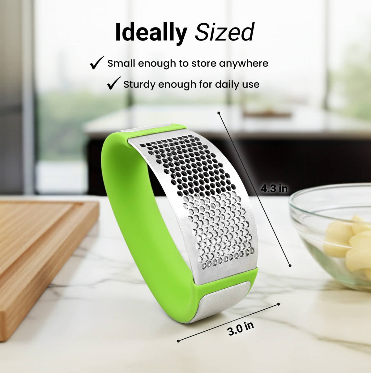 Garlic Press Rocker With Silicone Peeler & Scraper Set
