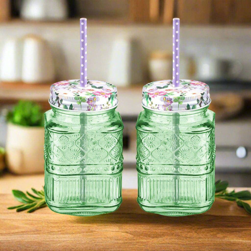 Claro Green Mason Jar, Set of 2