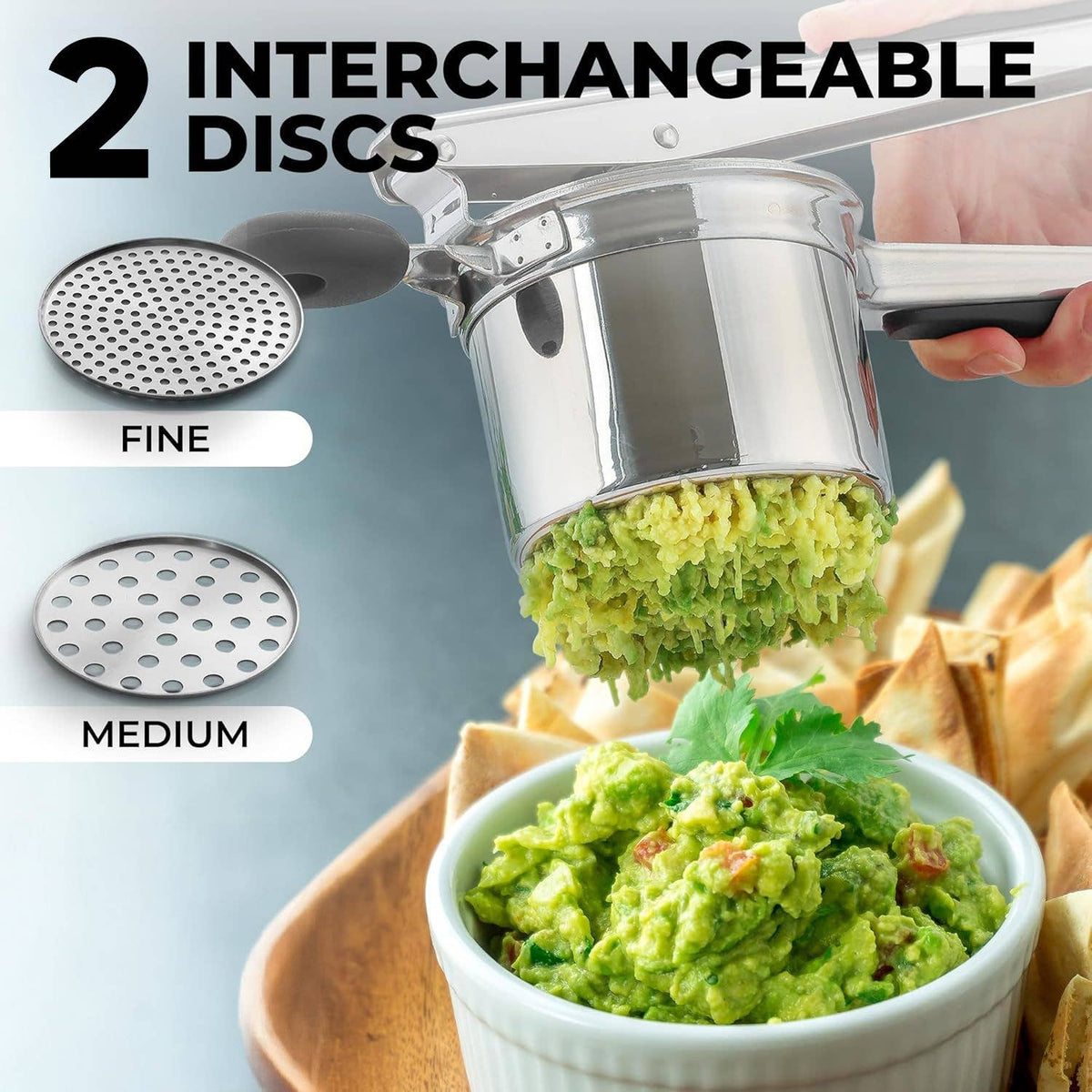 15oz Potato Ricer – Heavy-Duty Stainless Steel with 2 Discs