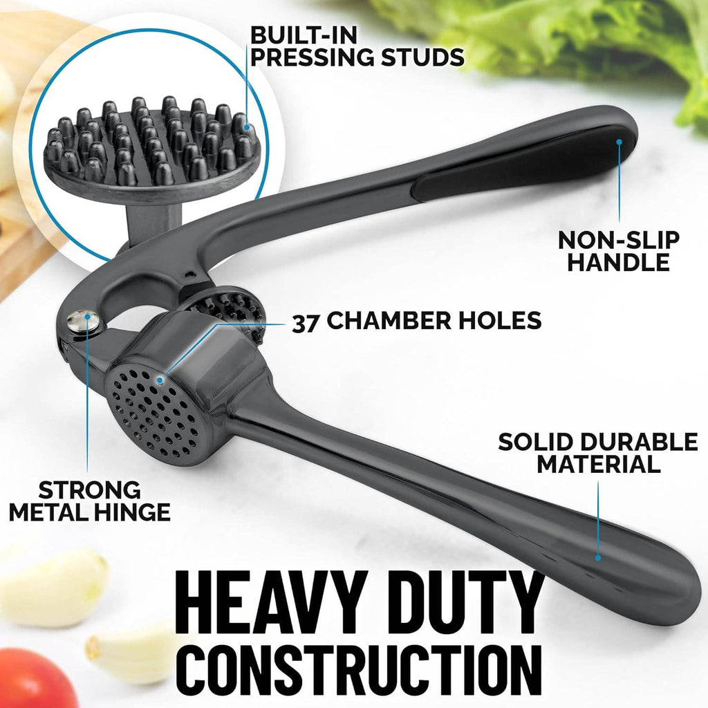 Garlic Press with Silicone Peeler and Brush