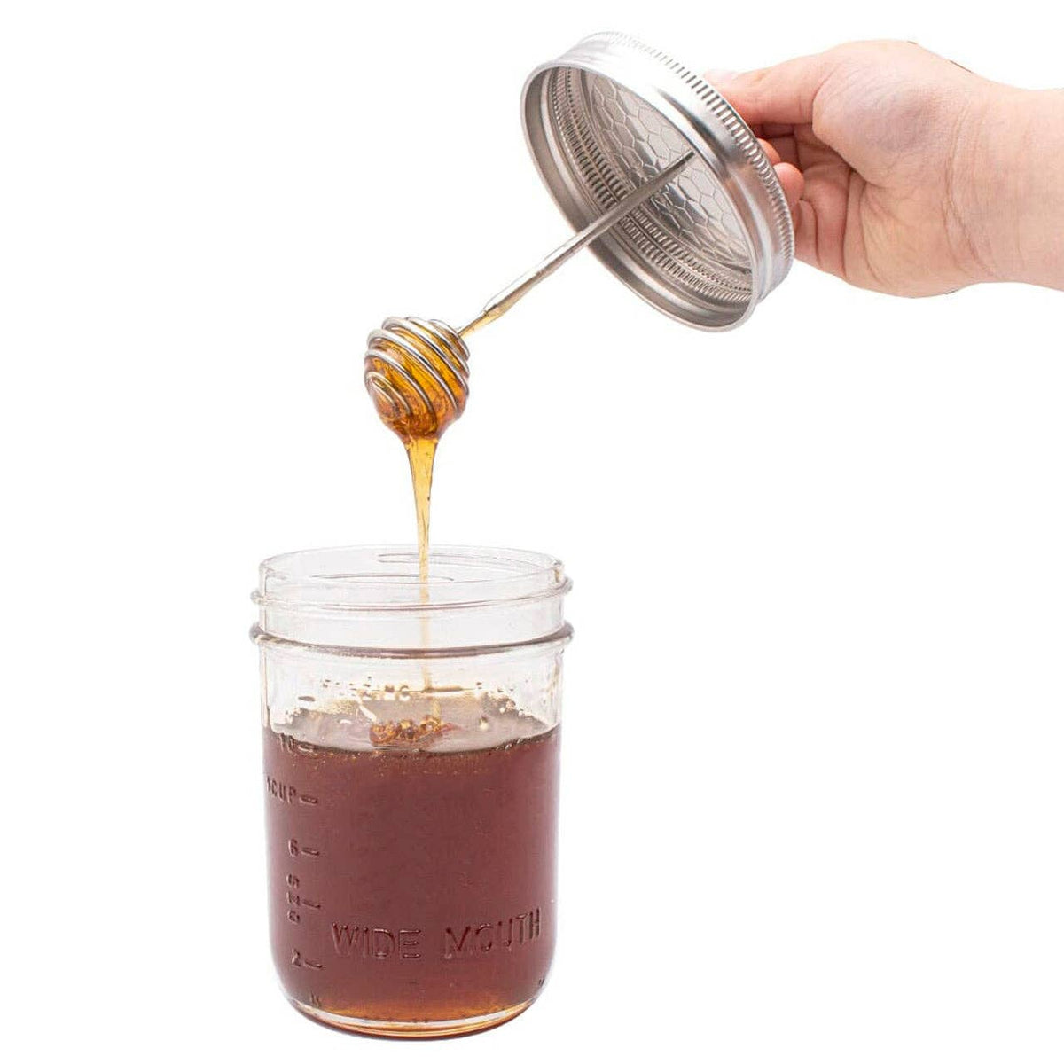 Honey Dipper Stainless Steel Lid for Mason Jars