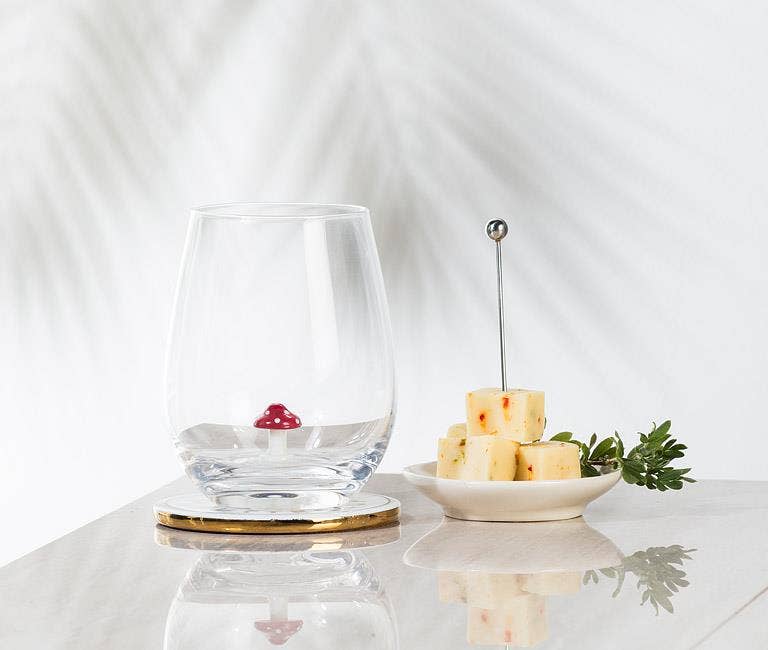 Mushroom Icon Stemless Wine Glass-4.5"H (20oz)
