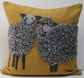 Pillow Applique/Embo 16" Sheep Duo Mustard
