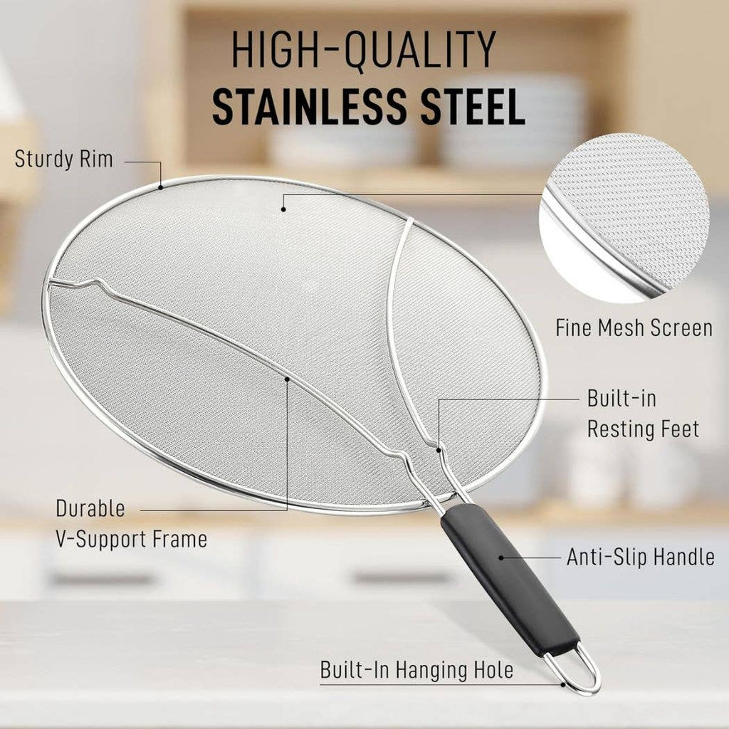 13” Stainless Steel Frying Pan Splatter Screen