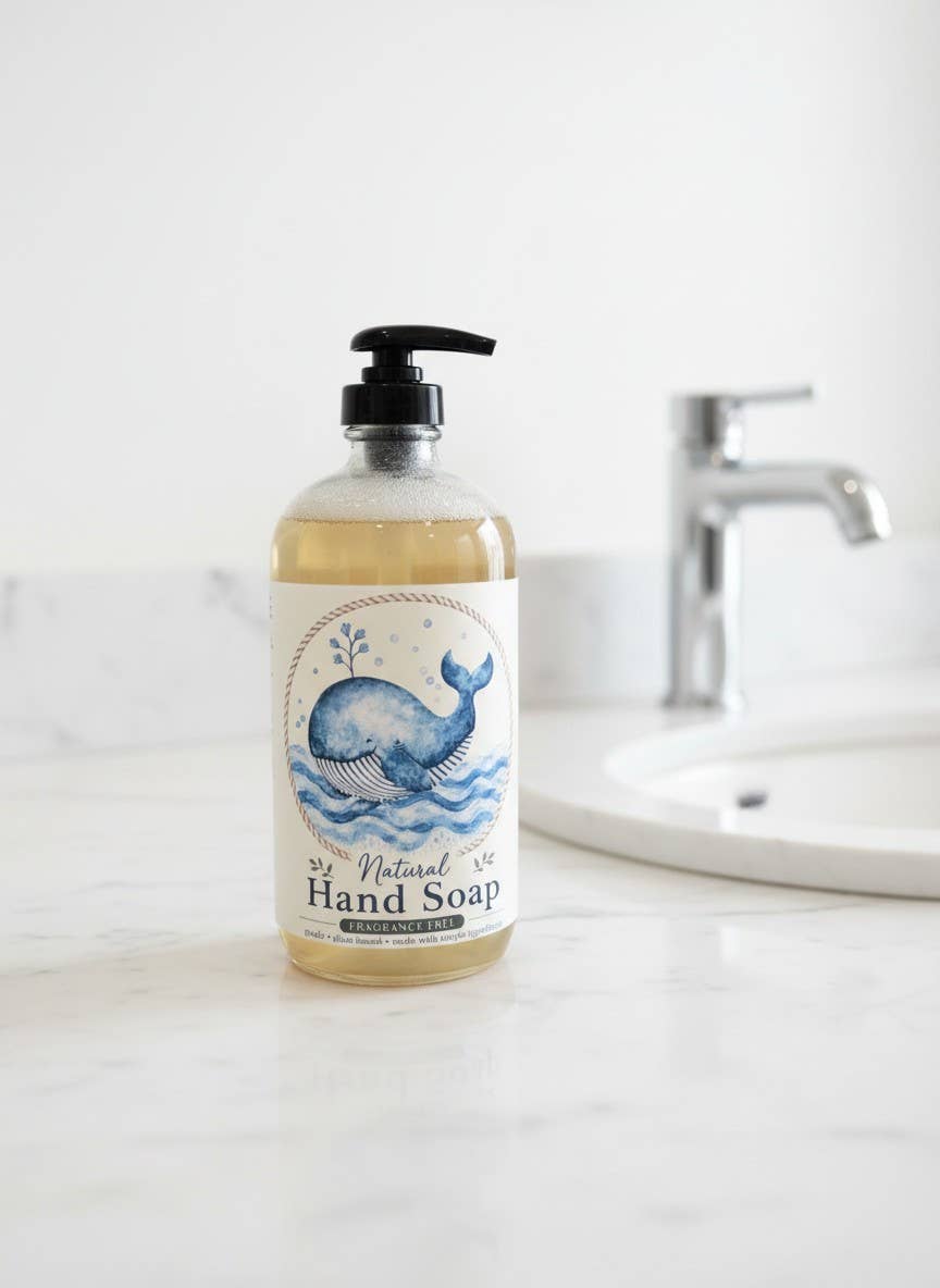 Natural Hand Soap Seashore Inspired, Nautical Theme Whale