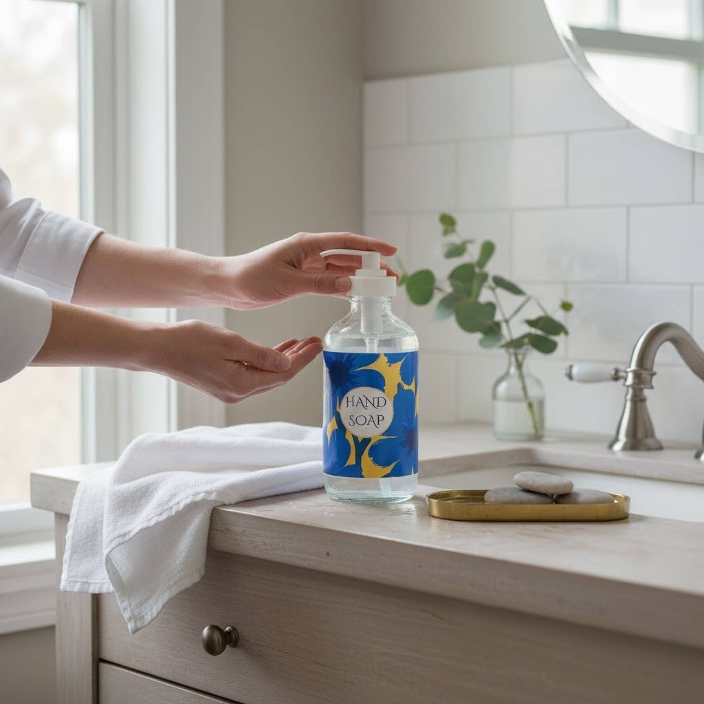 Organic Castile Hand Soap in Glass Dispenser