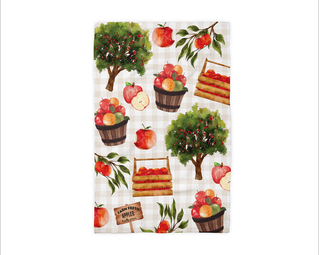 Basket Apple Tree Fall Picking Farm  Kitchen Towel Waffle