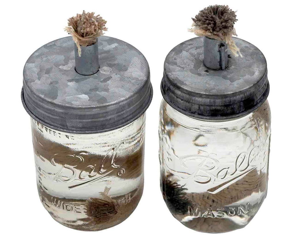 Tiki Torch Oil Lamp Lid in Galvanized Metal for Mason Jars