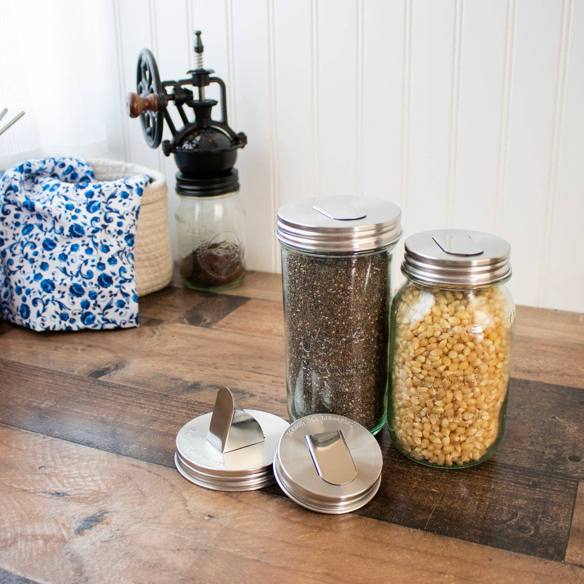 Grain Dispenser Stainless Steel Lids for Mason Jars 2 Pack