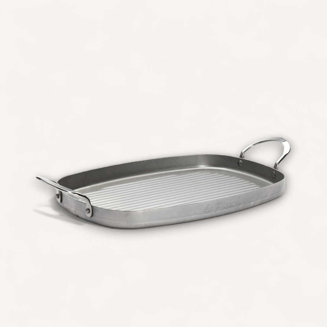Mineral B Griddle With Grill Marks and 2 Handles