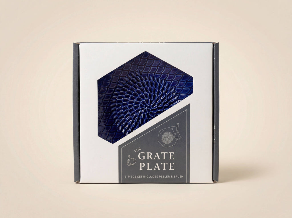 Ceramic Garlic Grater, 3-Piece Set – Blue