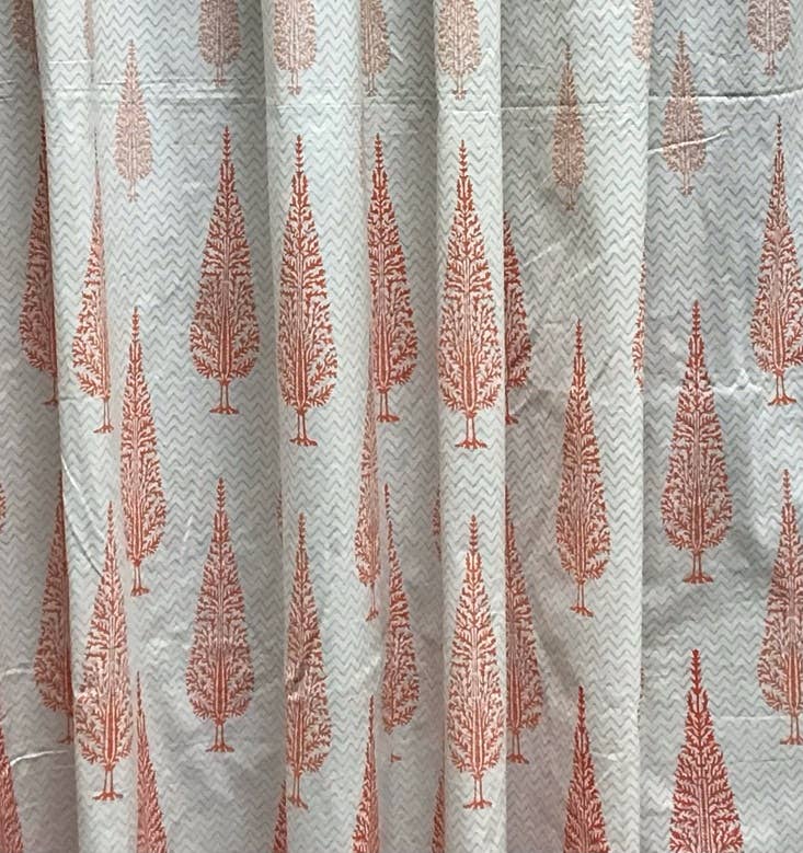 Shower Curtain Cotton blockprinted Cypress Tree
