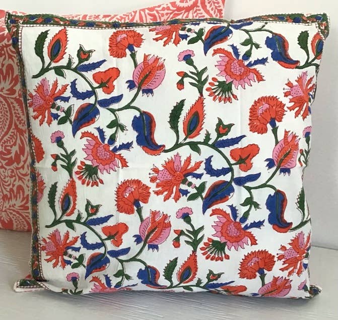 Pillow Printed 18" x 18" Chamoli/Cypress Coral