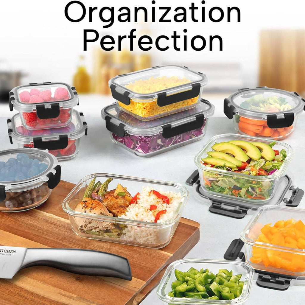 Glass Meal Prep Containers with Lids – 12 Pack