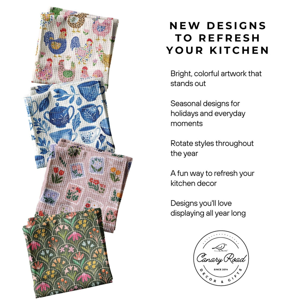 Vegetable Farmers Market Retro Waffle Weave Kitchen Towel
