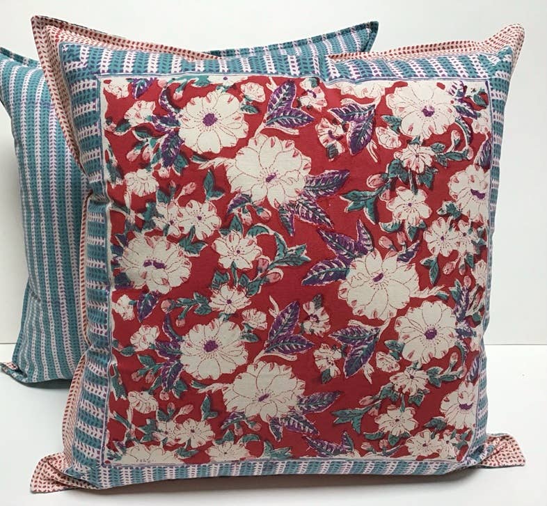 Pillow Printed 24" Camelia Red